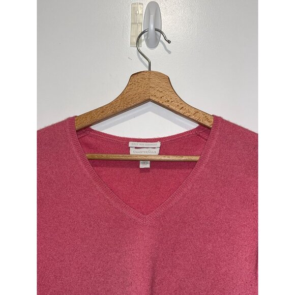 Charter Club Pink 2-Layer 100% Cashmere V-Neck Long Sleeve Sweater Women's Size - Picture 2 of 7
